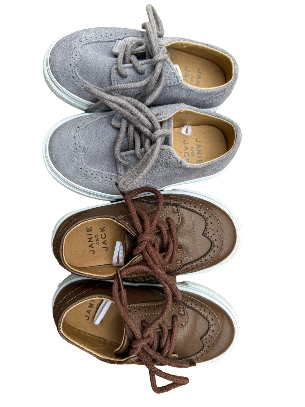 Janie and Jack Toddler Size 7 Shoe Bundle - Wingtip Sneakers Set 2 Leather EUC